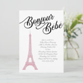 Frans Parijs Roze Baby shower Girl Parisienne Kaart (Staand voorkant)