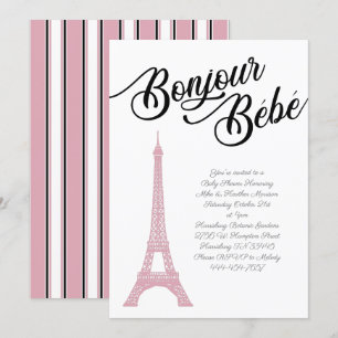 Frans Parijs Roze Baby shower Girl Parisienne Kaart