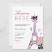 Frans Parijse Bebe Eiffeltoren Bow Baby shower Kaart (Voorkant)