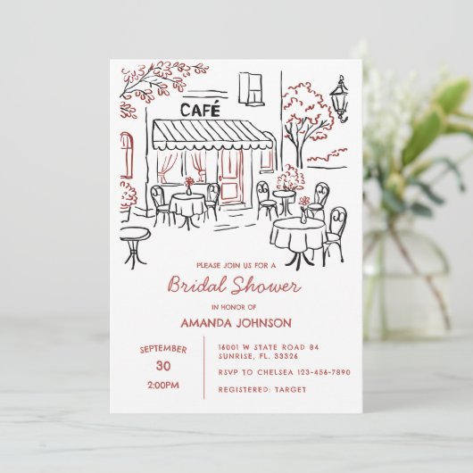 Frans Parijse Cafe Afternoon Vrijgezellenfeest Kaart (Staand voorkant)