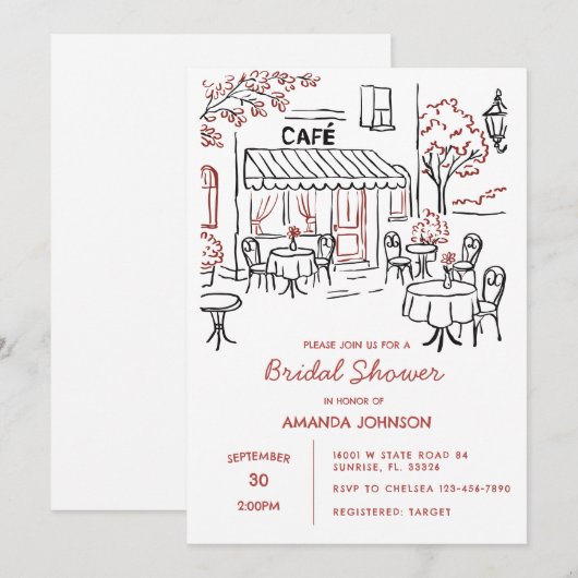 Frans Parijse Cafe Afternoon Vrijgezellenfeest Kaart (Voorkant / Achterkant)