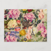  Frans-Parijse eiffeltoren Cute Bird Floral Briefkaart (Voorkant)