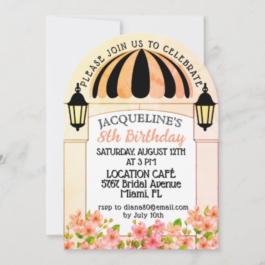 Frans Parijse thema Meisjes Verjaardag Uitnodiging (Voorkant)