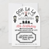 Frans Parijse thema Meisjes Verjaardag Uitnodiging (Voorkant)