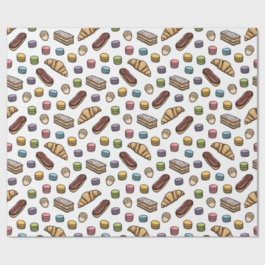 Frans Pastries Sweet Macaron Pattern Cadeaupapier (Vlak)