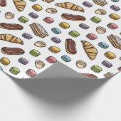Frans Pastries Sweet Macaron Pattern Cadeaupapier (Hoek)