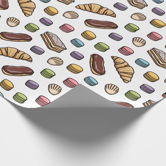 Frans Pastries Sweet Macaron Pattern Cadeaupapier (Hoek)