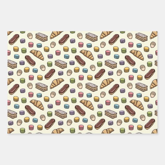 Frans Pastries Sweet Macaron Pattern Inpakpapier Vel (Voorkant 2)
