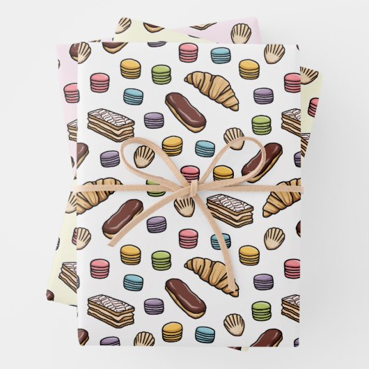 Frans Pastries Sweet Macaron Pattern Inpakpapier Vel (In situ)