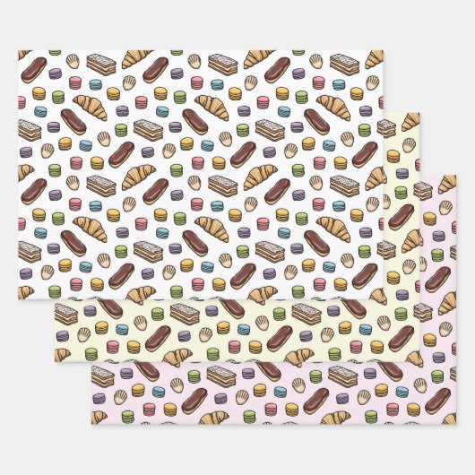 Frans Pastries Sweet Macaron Pattern Inpakpapier Vel (Set)