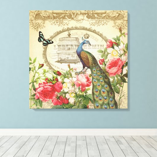 Frans Peacock stretched canvas Afdruk (Insitu (Houten vloer))