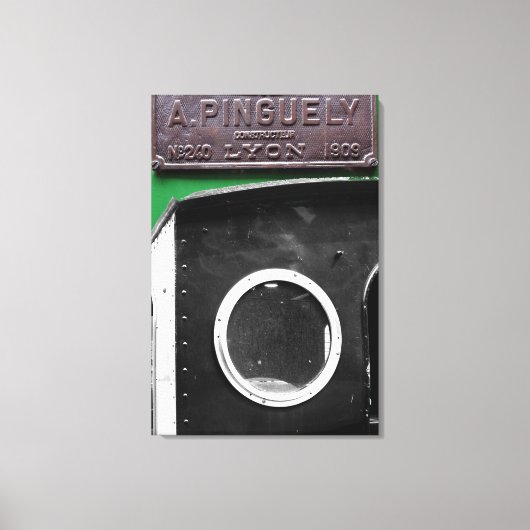 Frans  Plaque 1909 Steam Engine Canvas Afdruk (Voorkant)