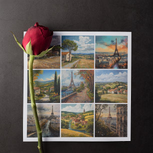 Frans platteland en Parijs, romantische scène Feestdagenkaart