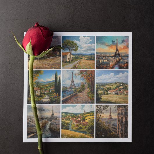 Frans platteland en Parijs, romantische scène Feestdagenkaart