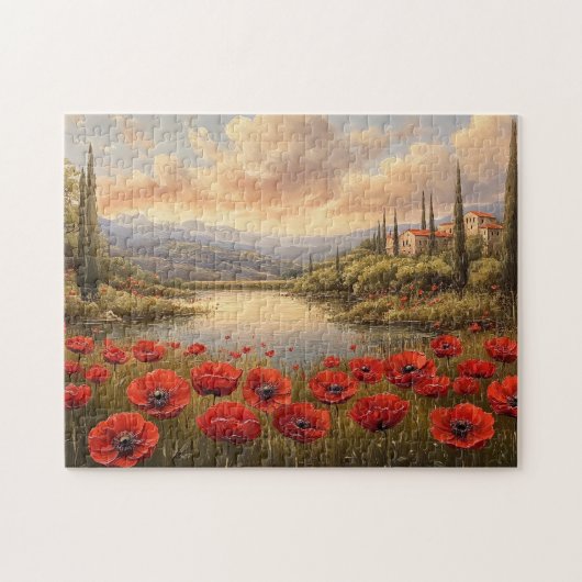 Frans platteland klaproosveld legpuzzel (Horizontaal)