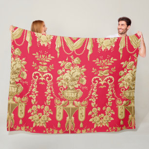  FRANS-PLATTELANDSPATROON, STROOMVAL, ROZEN FLEECE DEKEN