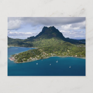 Frans-Polynesië, Bora Bora. Luchtfoto van Briefkaart
