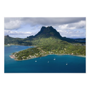 Frans-Polynesië, Bora Bora. Luchtfoto van Foto Afdruk