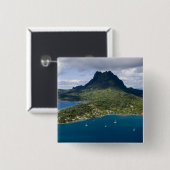 Frans-Polynesië, Bora Bora. Luchtfoto van Vierkante Button 5,1 Cm (Voorkant /achterkant)
