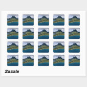 Frans-Polynesië, Bora Bora. Luchtfoto van Vierkante Sticker (Vel)