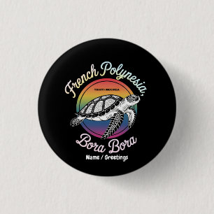 Frans-Polynesië Bora Bora Moorea Tahiti Schildpad Ronde Button 3,2 Cm