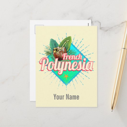 Frans Polynesië Eiland Stille Oceaan  Souvenir Feestdagenkaart (Voorkant / Achterkant in situ)