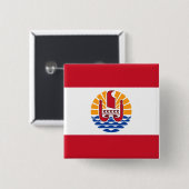 Frans-Polynesië, Frankrijk Vierkante Button 5,1 Cm (Voorkant /achterkant)