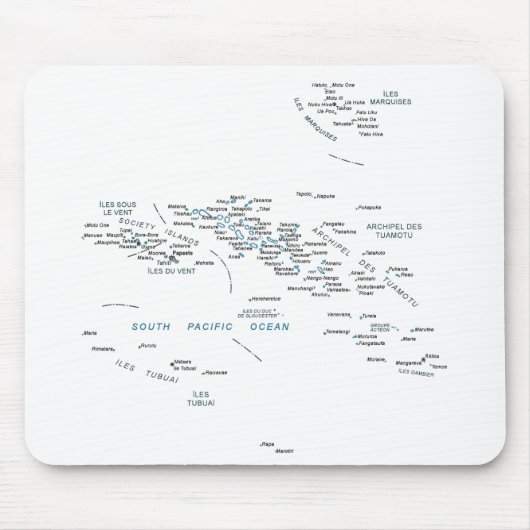 Frans-Polynesië Map Mousepad Muismat (Voorkant)