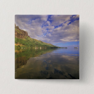 Frans-Polynesië, Moorea. Cooks Bay. Cruiseschip 2 Vierkante Button 5,1 Cm