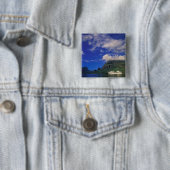 Frans-Polynesië, Moorea. Cooks Bay. Cruiseschip 3 Vierkante Button 5,1 Cm (In situ)
