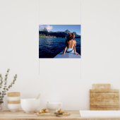 Frans-Polynesië, Moorea. Vrouw geniet van het uitz Poster (Keuken)