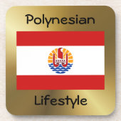 Frans-Polynesië Onderzetter met vlag en tekst (Voorkant)