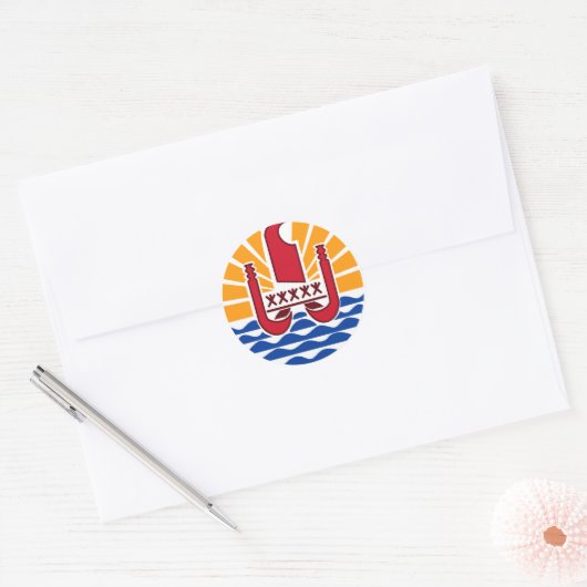 Frans-Polynesië PF Ronde Sticker (Envelop)