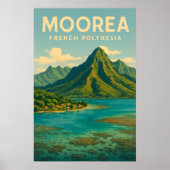Frans-Polynesië Reisposter - Retro Morea Poster (Voorkant)