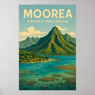 Frans-Polynesië Reisposter - Retro Morea Poster