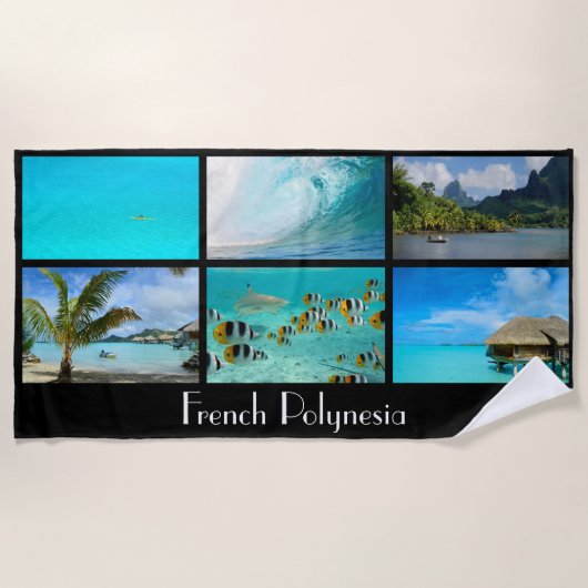 Frans Polynesië tropisch strand briefkaart Strandlaken (Voorkant)