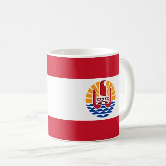 Frans-Polynesië Vlag Keramische Koffie Mok (Voorkant rechts)