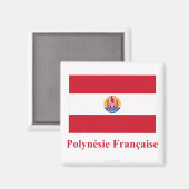 Frans Polynesië Vlag met naam in het Frans Magneet (Voorkant / Achterkant)