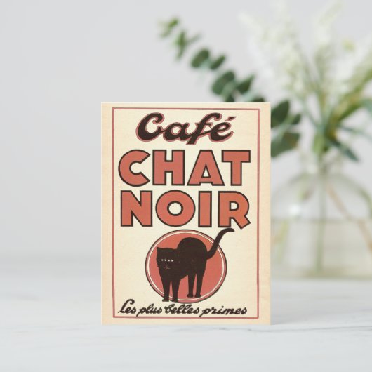 frans poster "Café chat noir" Briefkaart (Staand voorkant)