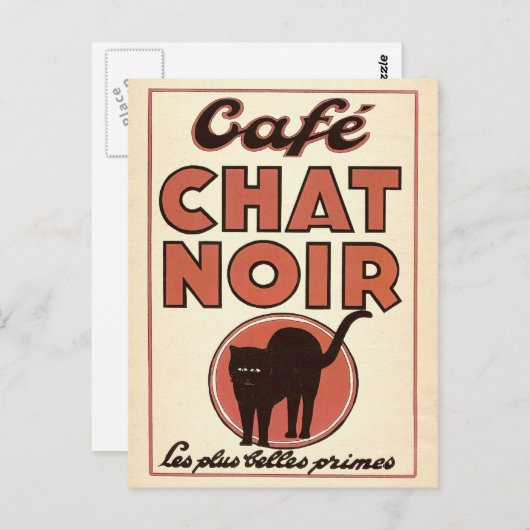  frans poster "Café chat noir" Briefkaart (Voorkant / Achterkant)