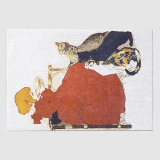  Frans Poster katten Girl Milk Tissue Paper Tissuepapier (Voorkant)