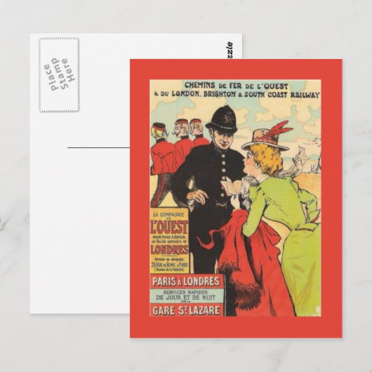  Frans poster, Parijs-Londen Briefkaart (Voorkant / Achterkant)