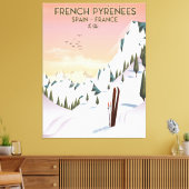 Frans poster Pyrénées Ski Canvas Afdruk (Insitu (Woonkamer))