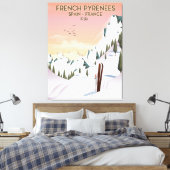 Frans poster Pyrénées Ski Canvas Afdruk (Insitu (Slaapkamer))