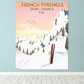 Frans poster Pyrénées Ski Canvas Afdruk (Insitu (Houten vloer))