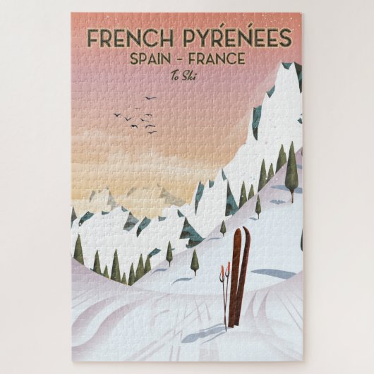 Frans poster Pyrénées Ski Legpuzzel (Verticaal)