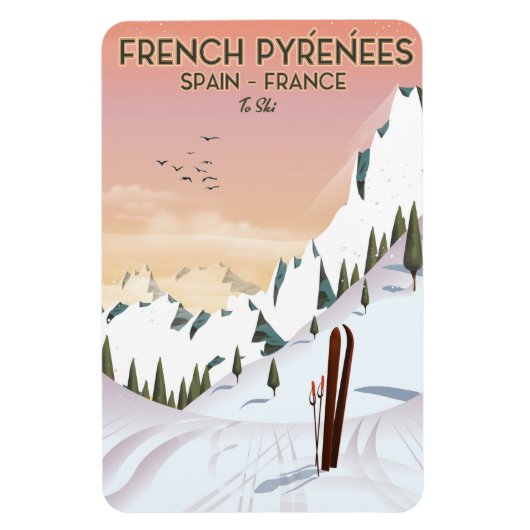 Frans poster Pyrénées Ski Magneet (Verticaal)