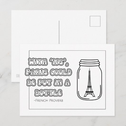 Frans Proverb Coloring Briefkaart (Voorkant / Achterkant)