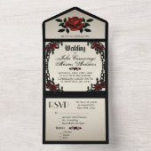 Frans Quarter Gothic Antiek Gold All In One Uitnodiging (Binnen)