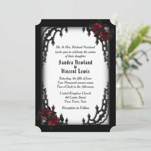 Frans Quarter Gothic Wedding Theme Kaart (Staand voorkant)